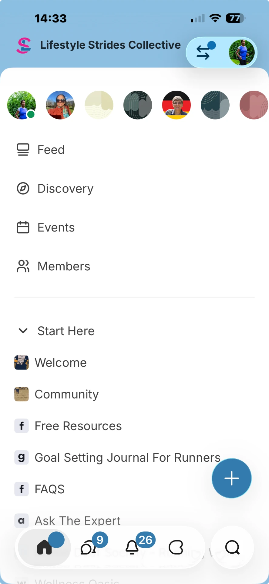 Screenshot of the Lifestyle Strides Collective community app